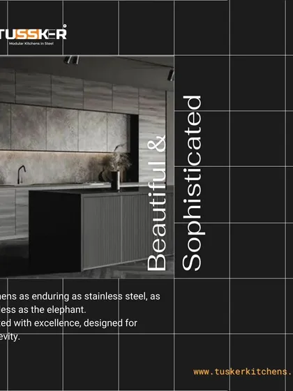 This kitchen in a sophisticated grey stone finish proves that steel kitchens can be both beautiful and enduring. The design creates a timeless, monolithic look that is perfect for a modern, minimalist home.
