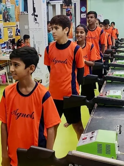 Young shooters from the Agnels batch line up at the range, ready for their turn. This shows the organized and structured nature of my camp sessions, ensuring every child gets proper attention.