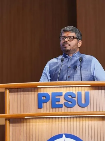 Another shot from my address at PES University. The theme "Bharat Unleashed" perfectly captured the spirit of the evening.