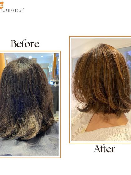A fresh cut can make a huge difference. This before-and-after shows how we transformed this client's hair with a new color and a chic, modern bob for summer.