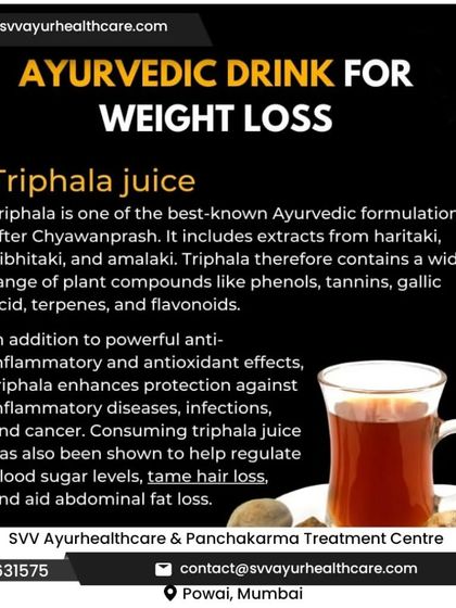 Triphala is one of the most famous Ayurvedic formulations for good reason. This juice, made from three fruits, is a powerful antioxidant that helps regulate blood sugar, aids in abdominal fat loss, and cleanses the digestive system.