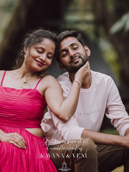 A close-up, intimate portrait of a couple from their pre-wedding shoot, capturing a moment of quiet affection.