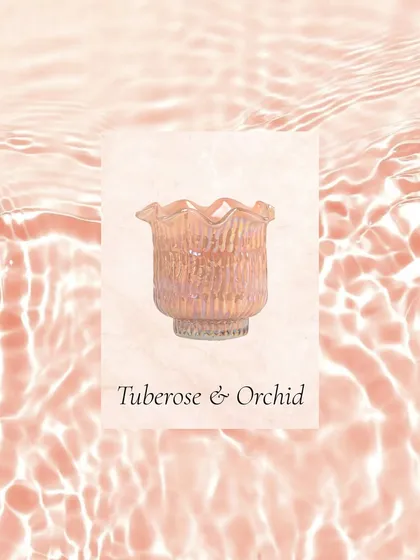A quintessential summer dawn holds infinite promises. My Tuberose & Orchid fragrance, housed in a pink iridescent Zen Lotus votive, is a perfect calming companion to start your day.