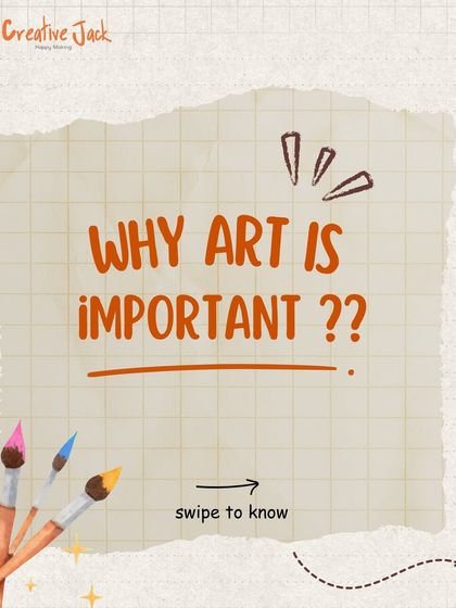 A simple, inviting graphic asking "Why Art Is Important??" with a "swipe to know" call to action, starting a conversation about the benefits of creativity.
