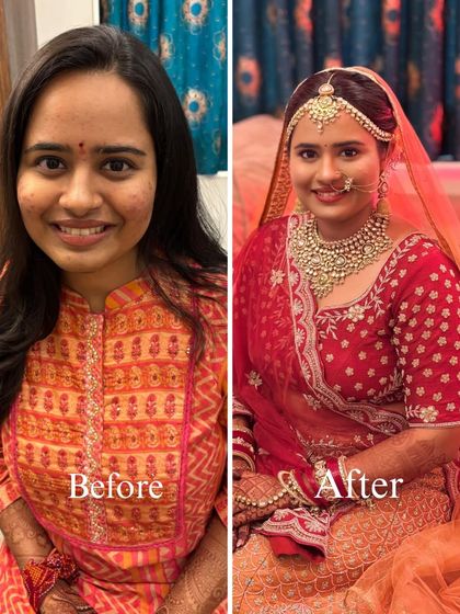 This before and after showcases the magic of enhancing natural beauty. I focused on creating a minimal, skin-tone-perfect look to cover acne and bring out her inner glow without heavy layers.