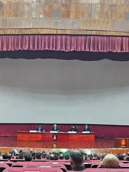 A view from the audience, showing the scale of the event at the Defence Services Staff College auditorium. Addressing a full house of our nation's finest is always an honor.
