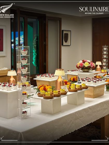 A beautiful and extensive dessert buffet set up for the soirée at the New Zealand High Commission. Our sweet offerings are always a highlight of the event.
