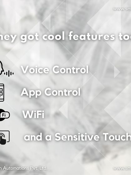 My smart touch switches come with cool features like voice control, app control, WiFi connectivity, and a sensitive touch, all in a sleek design with a chrome finish.