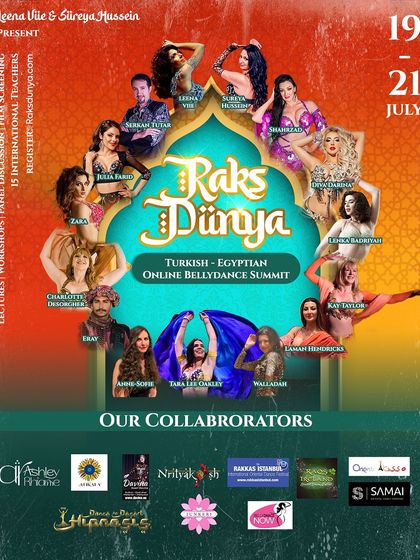 Another poster announcing our collaboration with the Raks Dunya summit, celebrating dance, culture, and creativity.