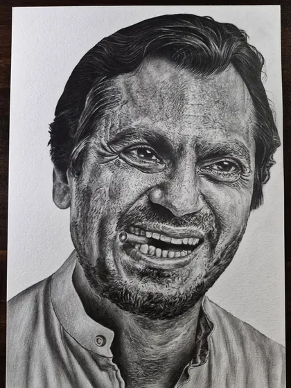 Another angle of my hyper-realistic sketch of actor Nawazuddin Siddiqui, showing the incredible detail.