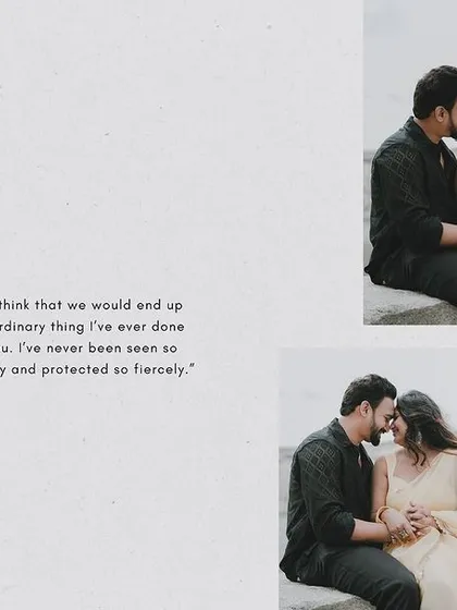 A modern, magazine-layout style collage. It combines beautiful, candid photos with text to tell your story in a way that is both personal and highly stylized.