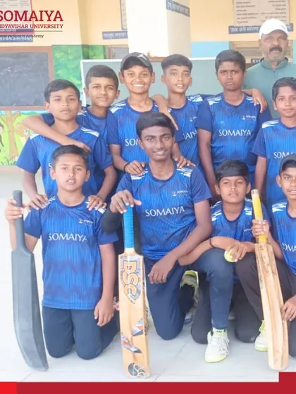 The victorious U-14 Boys’ Tennis Cricket Team from Somaiya Vidya Mandir Laxmiwadi after winning the DSO Tournaments championship.