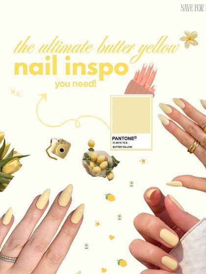The ultimate butter yellow nail inspo you need. This soft, pale yellow is the color of the season.
