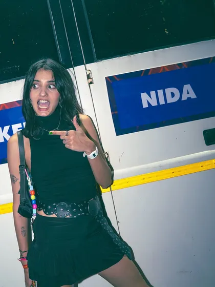 A fun, candid shot of me backstage at the Red Bull event, pointing to my name on the lineup. It’s always a thrill to be part of these major productions.