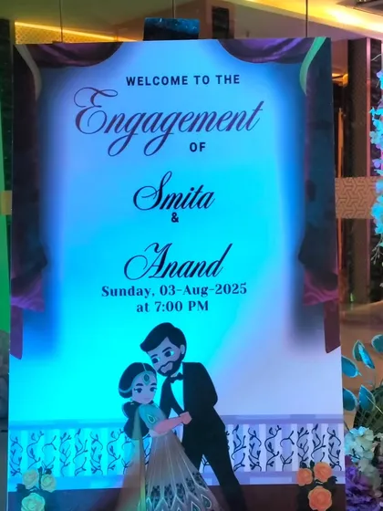 We create personalized welcome signs for any occasion, like this one for Smita and Anand's engagement ceremony.