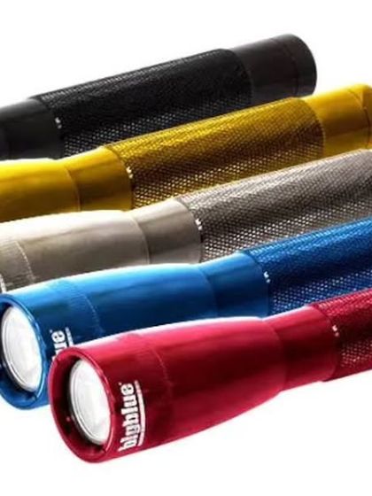 A colorful lineup of BigBlue mini dive lights. These compact and durable torches are perfect as backup lights or for peeking into crevices and under overhangs on the reef to spot hidden marine life.