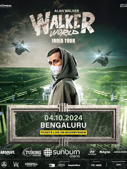 The official poster for Alan Walker's 'Walker World' India tour stop in Bengaluru, an event powered by our infrastructure.
