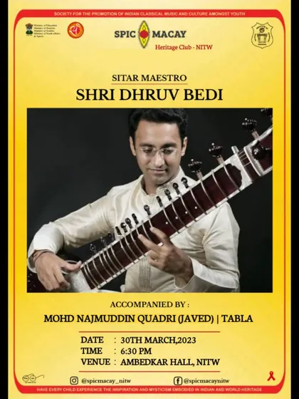 The official poster for my performance at the National Institute of Technology (NIT), Warangal, for the SPIC MACAY Heritage Club.