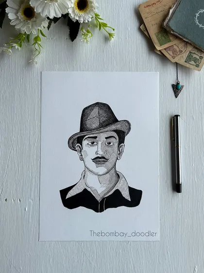 A portrait of freedom fighter Bhagat Singh, created for Independence Day. It's my salute to the soldiers and revolutionaries who sacrificed everything for our nation.