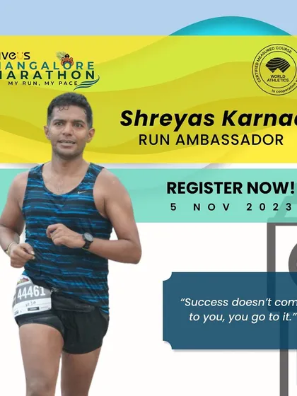 It was a privilege to serve as a Run Ambassador for the Niveus Mangalore Marathon. My story is about what's possible with determination, and I hope to inspire others to start their own fitness journey.