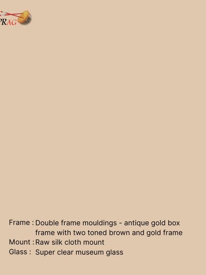 The anatomy of a heritage frame. For the Pattachitra scroll, we specified double frame mouldings, a raw silk cloth mount, and super clear museum glass to provide the ultimate in protection and aesthetic appeal.