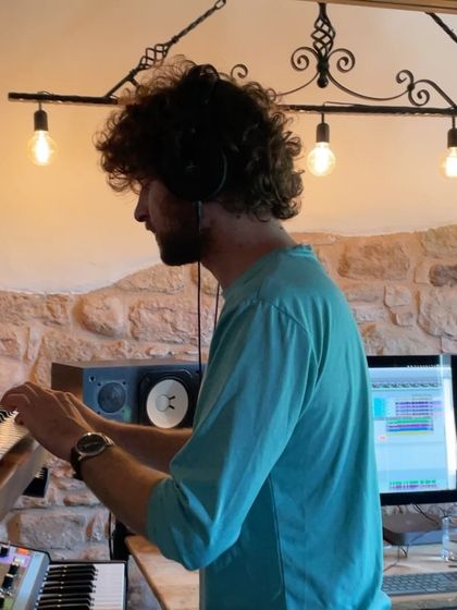 Michael League at the keyboard in the beautiful stone-walled studio in Spain. The environment we create in is just as important as the music itself.