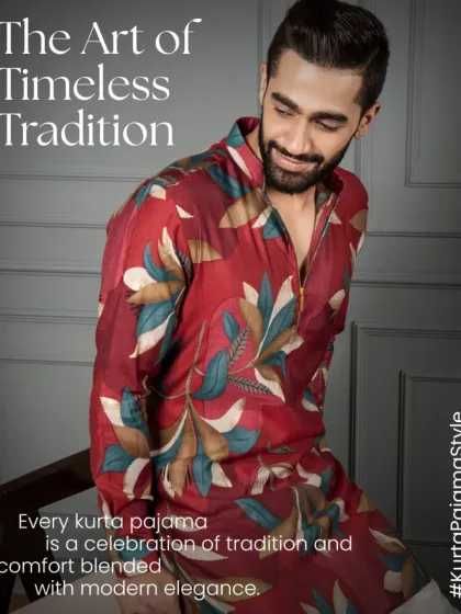 The art of timeless tradition. This maroon floral printed kurta is a celebration of tradition and comfort blended with modern elegance.