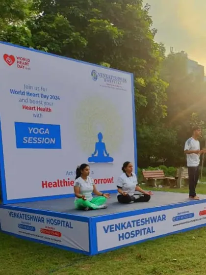 I was honored to lead a yoga session for World Heart Day at Venkateshwar Hospital. It shows how yoga can be a part of corporate wellness programs, bringing calm and health to a large group of people.