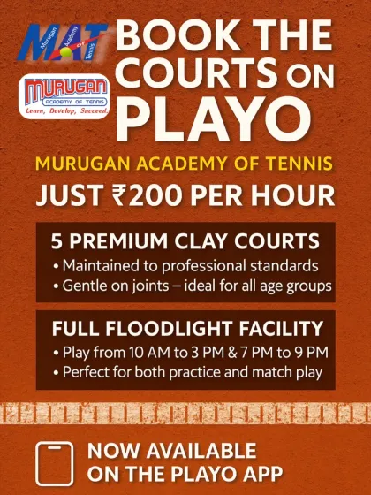 I've made booking a court simple and affordable. You can rent one of our five premium clay courts for just ₹200 per hour through the PlayO app, with slots available during the day and in the evening.