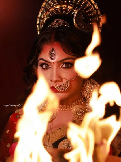 A series from my "Eyes of Divine" project, portraying Goddess Durga. I used elaborate sets, dramatic lighting with smoke and fire, and authentic styling to capture the power and grace of the deity. This video shows the final result after the on-set efforts.