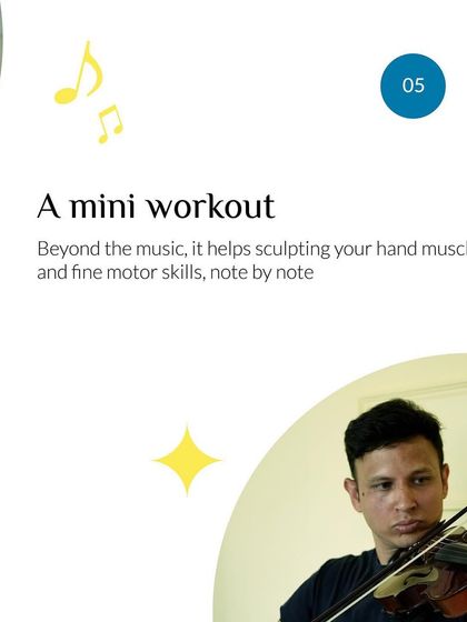 Playing the violin is a mini workout. It helps sculpt hand muscles and develops fine motor skills, improving coordination and dexterity note by note.