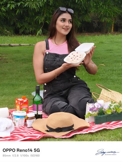 A beautiful portrait shot from my picnic with friends, captured on the OPPO Reno 14. This image highlights the phone's 50MP telephoto camera, proving its ability to take professional-quality photos in a casual, outdoor setting.