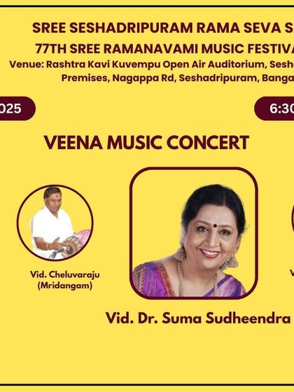 I am performing this evening at the Seshadripuram Ramanavami festival. Hope to see you there.
