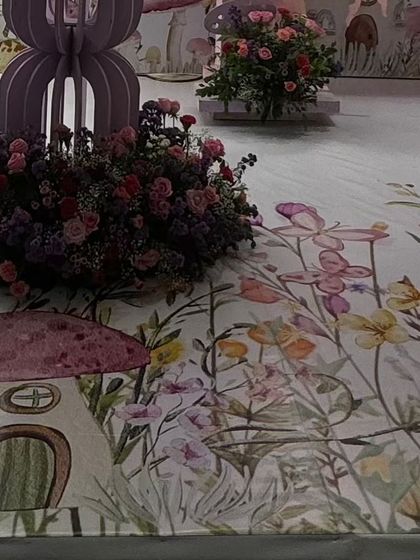 Another detail shot of the custom flooring, showing how it transforms the entire space and ties all the decorative elements together.