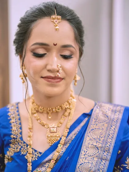 The soft glow of a bride. This look was created using highlighting techniques that catch the light beautifully, giving her skin a luminous finish without any heavy shimmer.