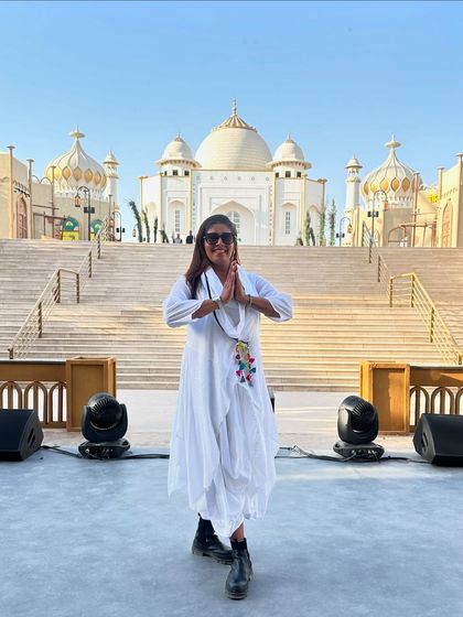 In front of the magnificent Indian Pavilion in Riyadh, a place we called home for six months. This is me, feeling blessed and thankful for the opportunity and the incredible team that made it all possible.