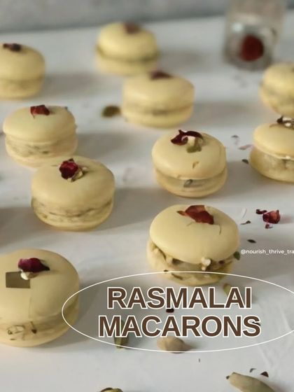 For a truly unique festive sweet, I created these Rasmalai Macarons. They combine the delicate French cookie with the iconic flavors of Indian rasmalai, making for a surprising and delicious fusion dessert.