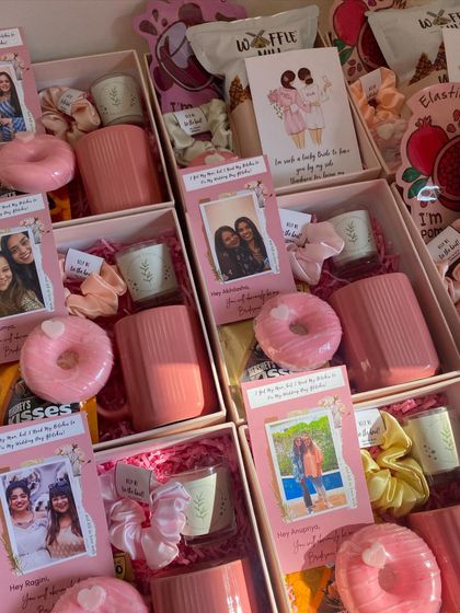 We love seeing a big order of bridesmaid hampers come together! Each box is a little bundle of joy for the bride's closest friends.