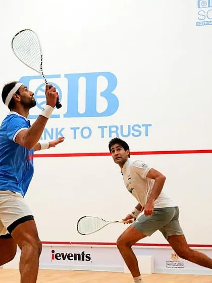 An action shot of Ramit Tandon during a competitive rally. His agility and court coverage are a product of our comprehensive training program.