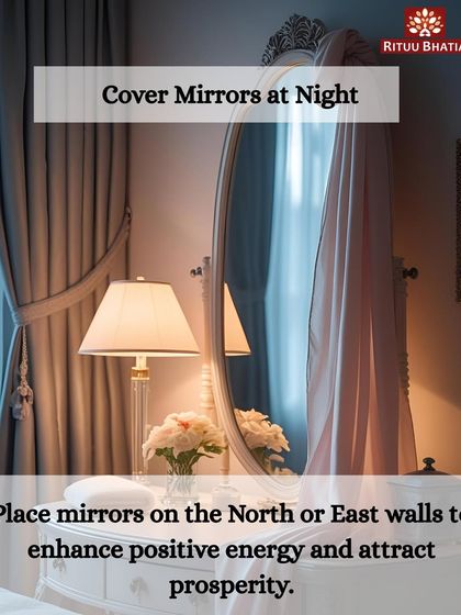 If you have a mirror in your bedroom that cannot be moved, a simple Vaastu remedy is to cover it at night. This prevents the mirror from reflecting your energy while you sleep, which can sometimes lead to restlessness and disturbed sleep patterns.