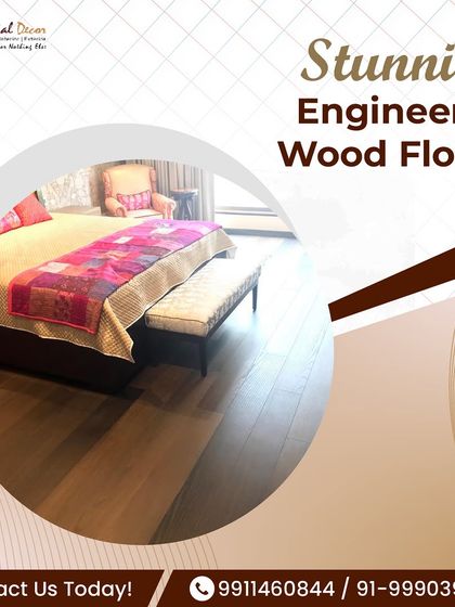 This bedroom showcases the stunning finish of our engineered wood floors. The rich, warm tones create a cozy and inviting atmosphere. We believe a beautiful floor is the foundation of a beautiful room.