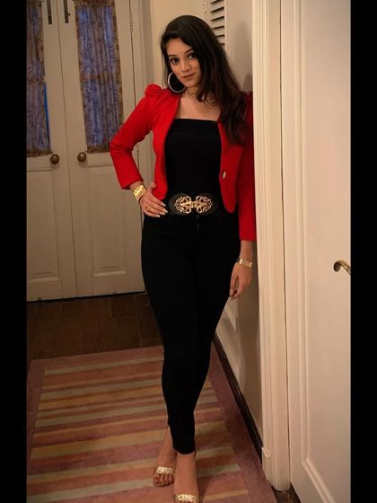 A stylish look from my show in Udaipur. I love pairing a sharp blazer with a classic black outfit.