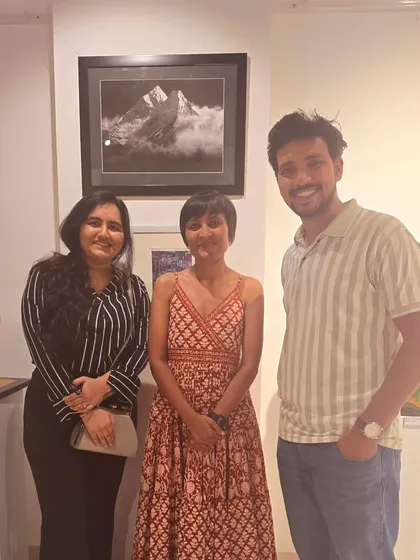 A happy moment at the Anantyam Qala Gallery in Hyderabad, where my drawing "The Mountain Dream" was exhibited.