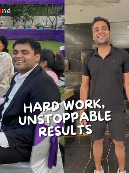 Unstoppable results fueled by hard work. This before and after comparison shows a dramatic change, moving from a heavier frame to a fit and athletic build.