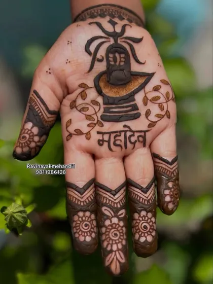 For those who want something truly special and devotional, we create custom spiritual designs. This piece features a detailed Shivling with 'Mahadev' written in Devanagari script, surrounded by delicate vine work.