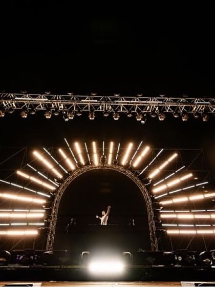 A wide shot of Zedd's impressive stage setup for the Telos India Tour. The clean, architectural lighting design is a hallmark of the high-quality production I deliver.
