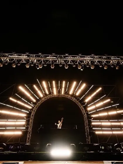 A wide shot of Zedd's impressive stage setup for the Telos India Tour. The clean, architectural lighting design is a hallmark of the high-quality production I deliver.