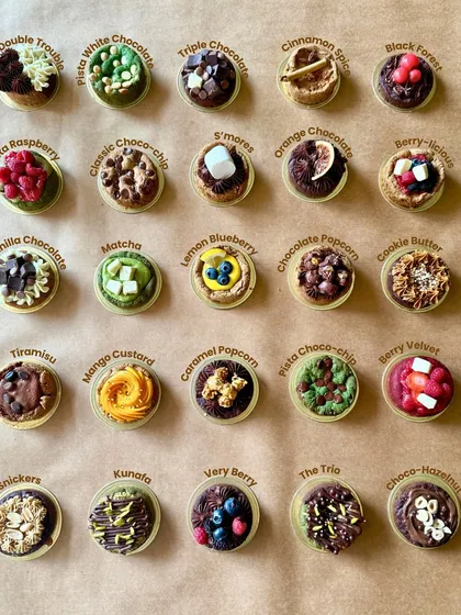 Who says you can't have cookies? I've created over 25 flavors of delicious millet flour cookies, from Classic Choco-chip to unique options like Kunafa and Matcha, with some starting at just 55 calories each.