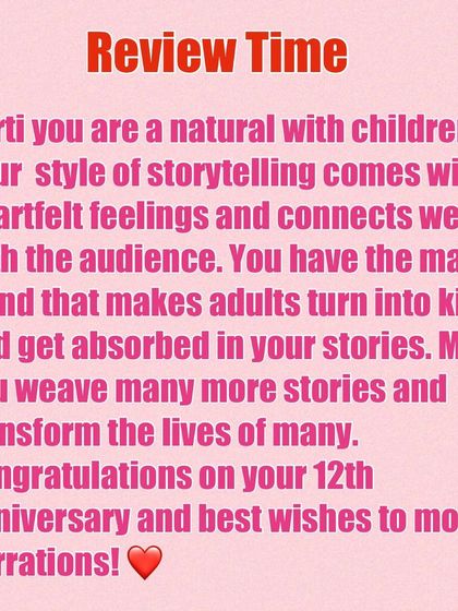 A heartfelt review from a former colleague. It's wonderful to hear that my storytelling connects with the audience and makes adults feel like kids again.