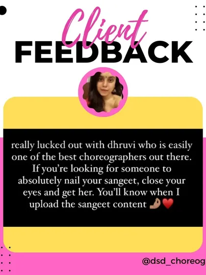 "If you're looking for someone to absolutely nail your sangeet, close your eyes and get her." This glowing review from Aishwarya Mohanraj after her viral wedding was an absolute honor.